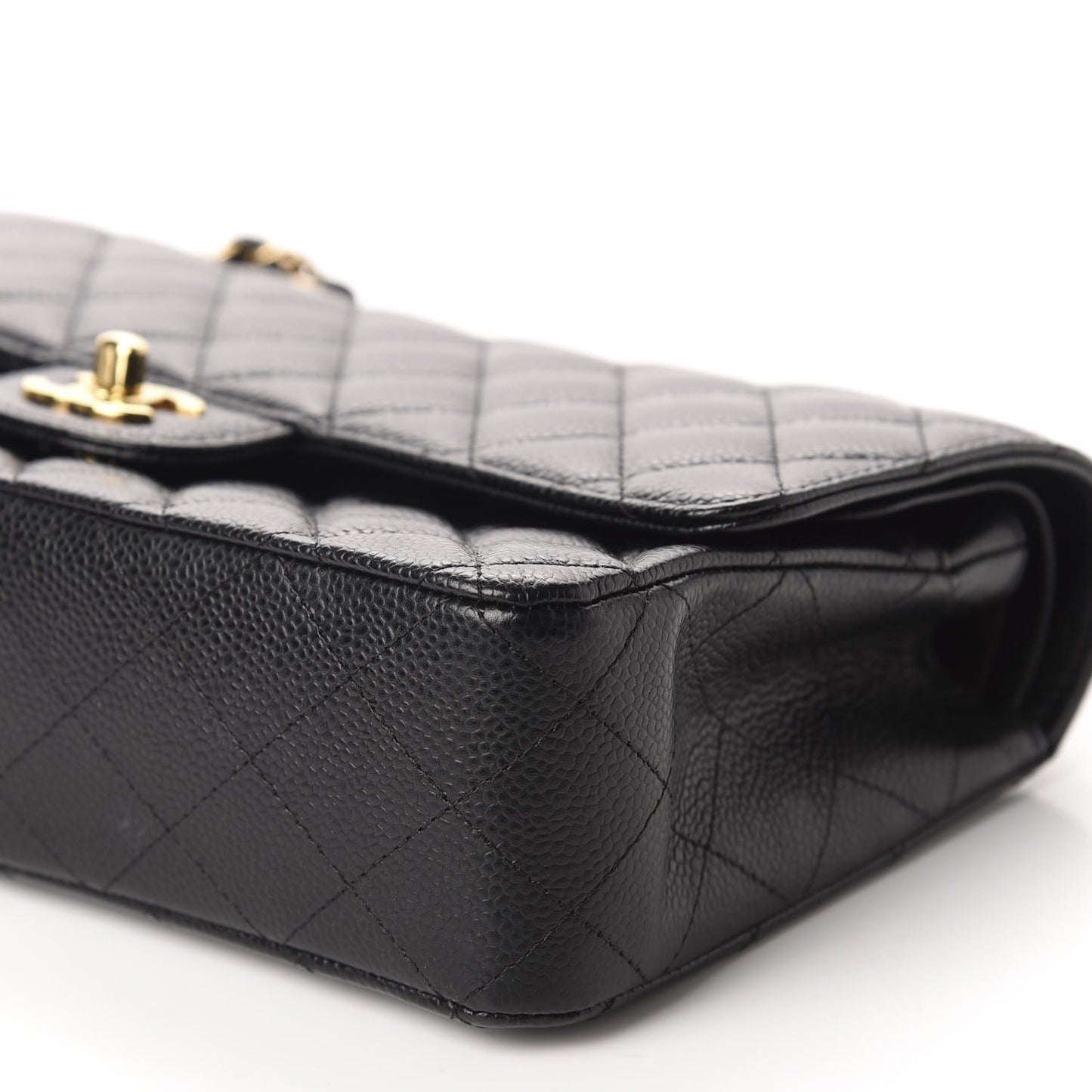 Caviar Quilted Medium Double Flap Black