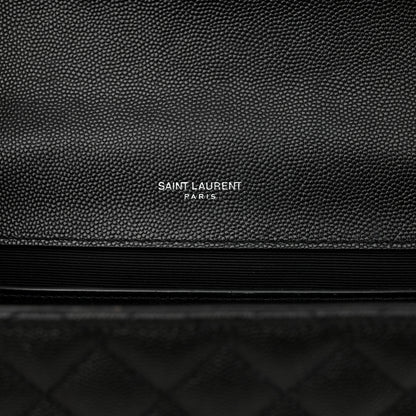 Saint Laurent Grain De Poudre Textured Mixed Matelasse Triquilt Medium Monogram Satchel Black 6 of 13