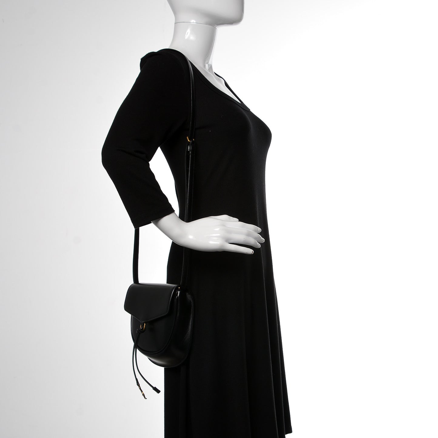 Small Grained Calfskin Small Datcha Satchel Bag Black