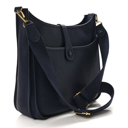 Hermes Taurillon Clemence Evelyne III GM Bleu Nuit 2 of 10