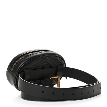 Gucci Calfskin Matelasse GG Marmont Belt Bag 85 34 Black 3 of 9
