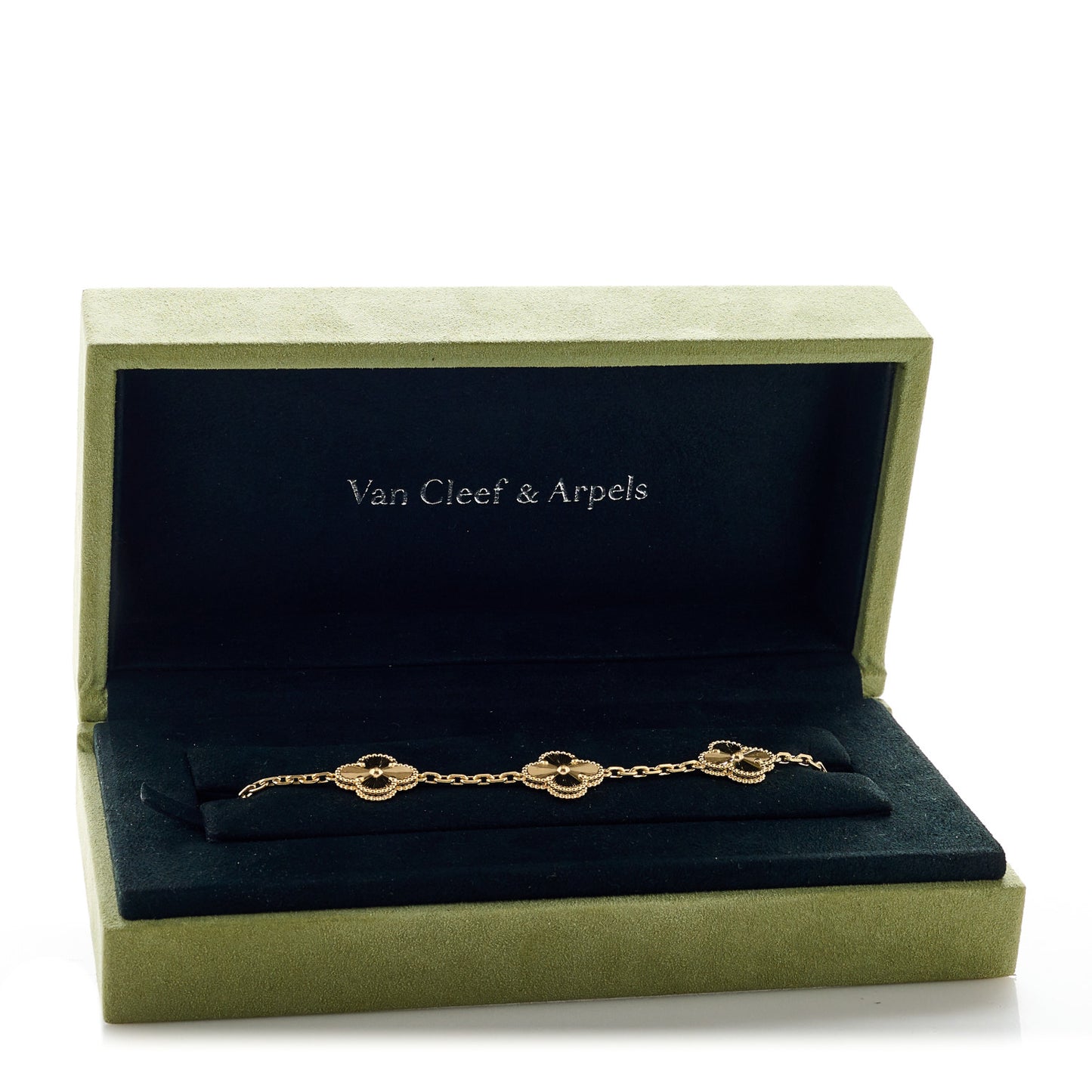 18K Yellow Gold 5 Motifs Guilloche Vintage Alhambra Bracelet