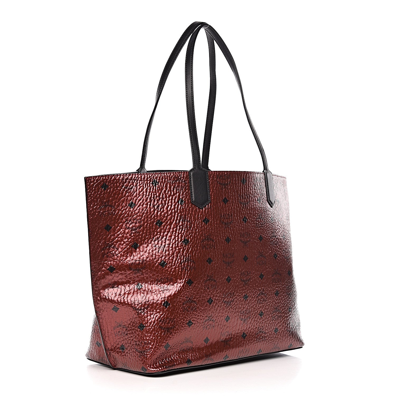 MCM Metallic Visetos Shopper Tote Scooter Red 3 of 10