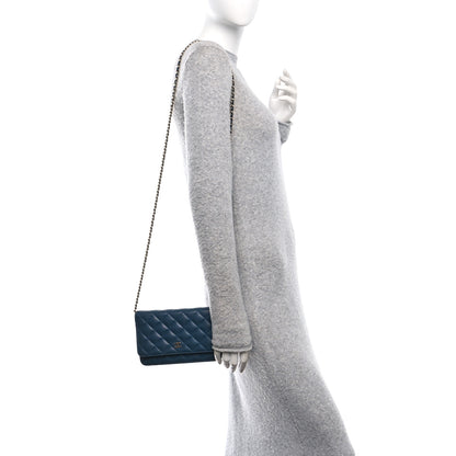 Chanel Caviar Quilted Wallet on Chain WOC Blue 2 of 11