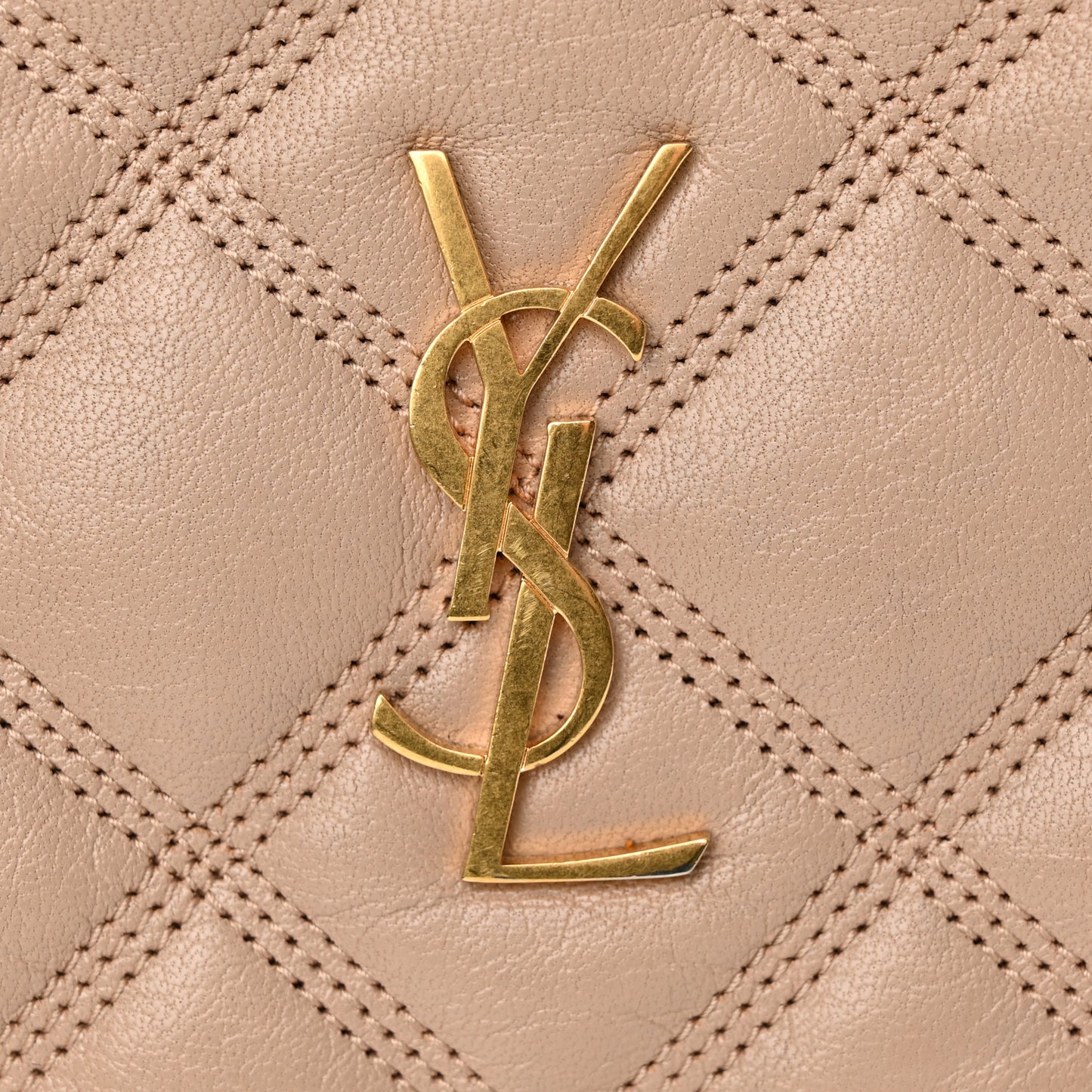 Grained Lambskin Quilted Mini Becky Double Zip Bag Natural Tan