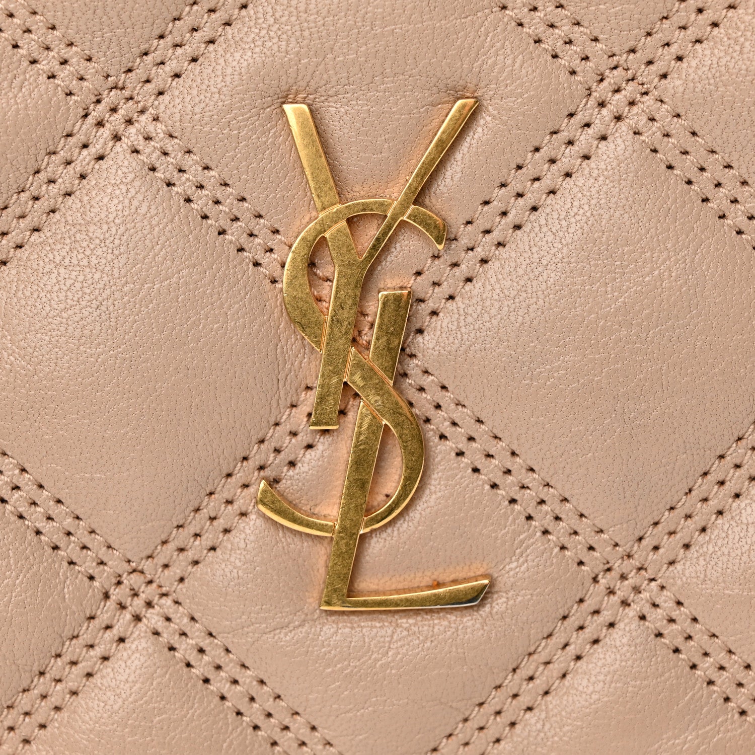 Saint Laurent Grained Lambskin Quilted Mini Becky Double Zip Bag Natural Tan 16 of 18