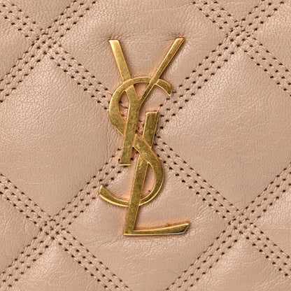 Saint Laurent Grained Lambskin Quilted Mini Becky Double Zip Bag Natural Tan 16 of 18