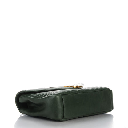 Saint Laurent Sheepskin Matelasse Chevron Monogram Large College Satchel Dark Green 4 of 6