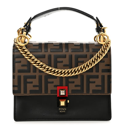 Fendi Vitello Liberty Bi-Color FF 1974 Embossed Small Kan I Shoulder Bag Black Maya 1 of 13