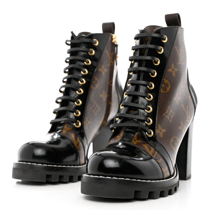 Louis Vuitton Patent Calfskin Monogram Star Trail Ankle Boots 38 Black 3 of 9
