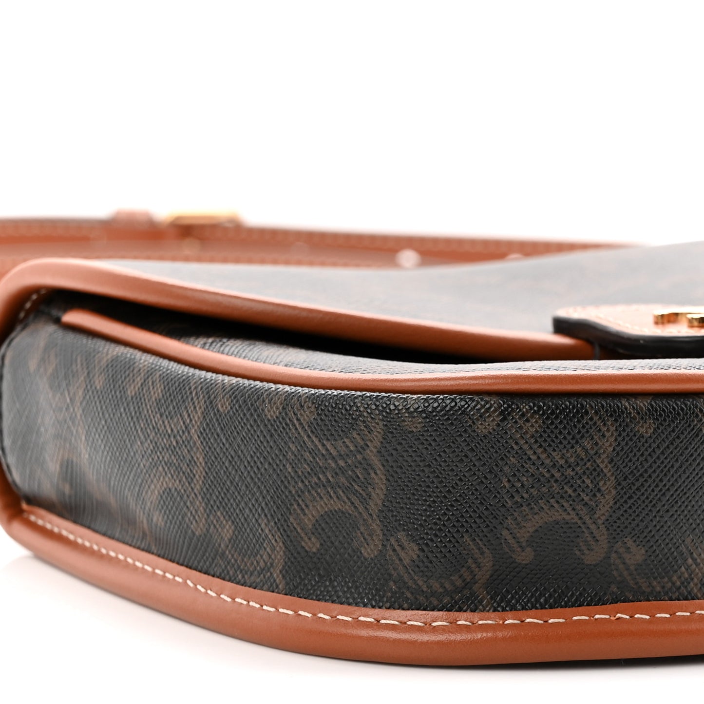 Canvas Calfskin Triomphe Mini Besace Tan