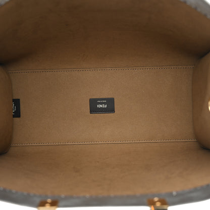 Fendi Vitello Catalan Mirror Plexiglass Logo Embossed Medium Fendi Sunshine Shopper Tote Argento 4 of 9