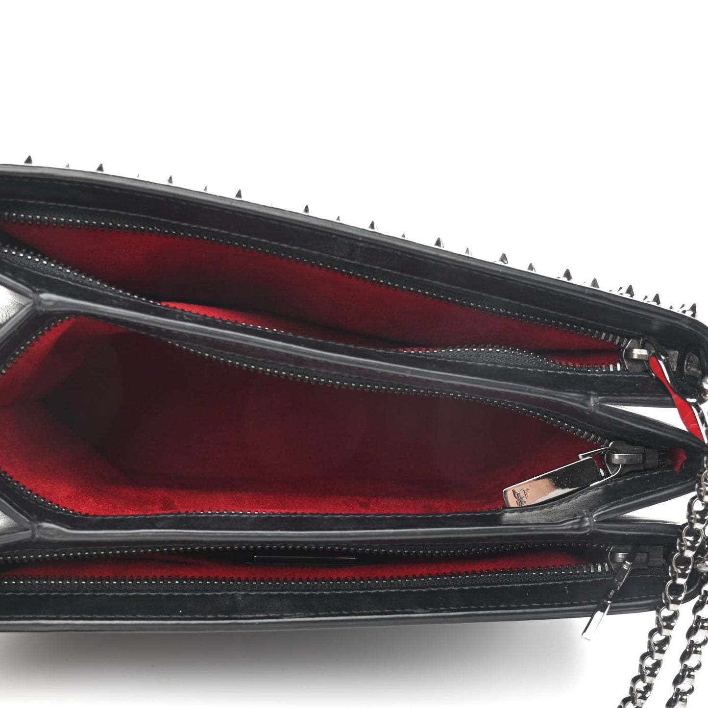 Calfskin Small Triloubi Paris Spikes Chain Bag Black