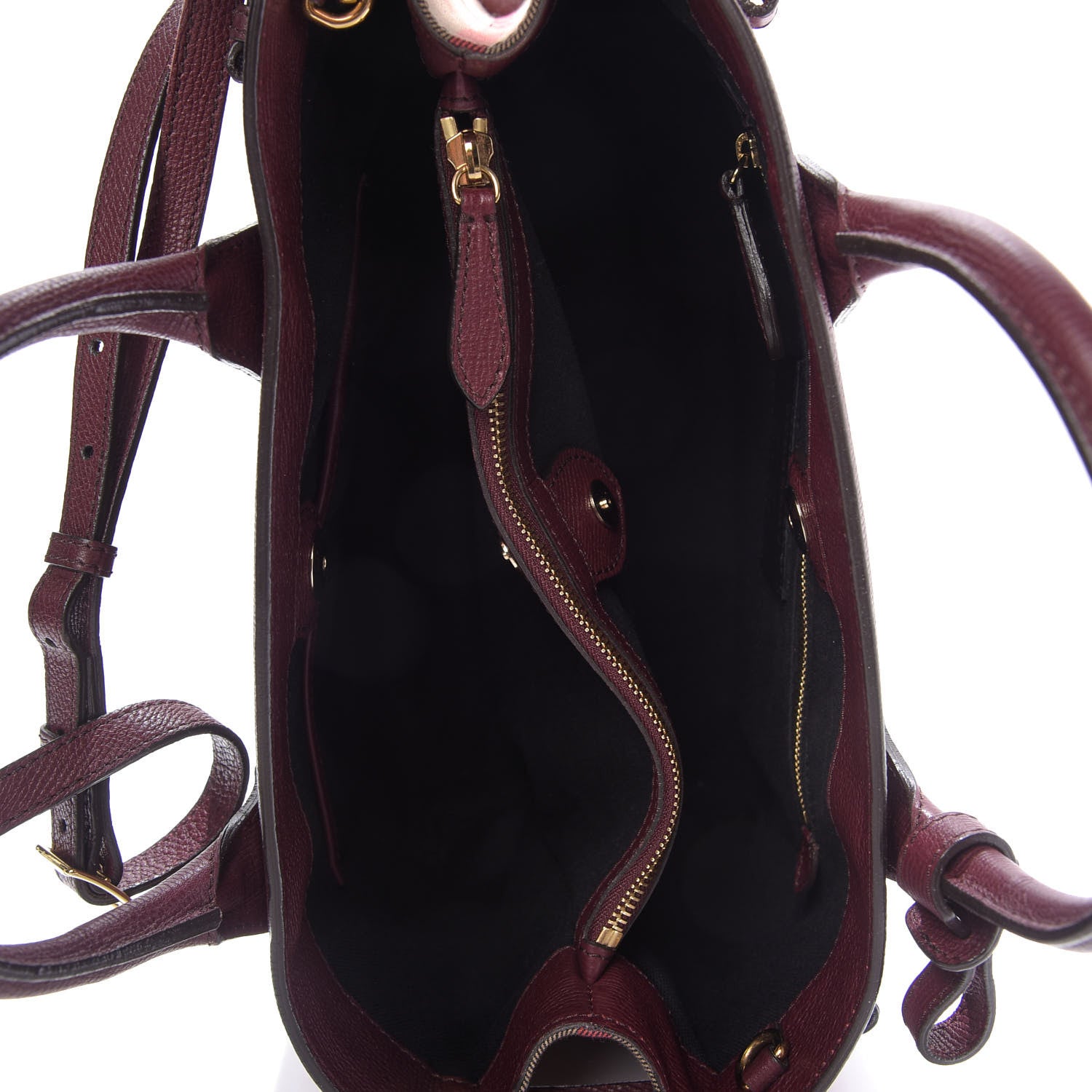 Burberry Grainy Calfskin House Check Medium Banner Tote Mahogany Red 6 of 9