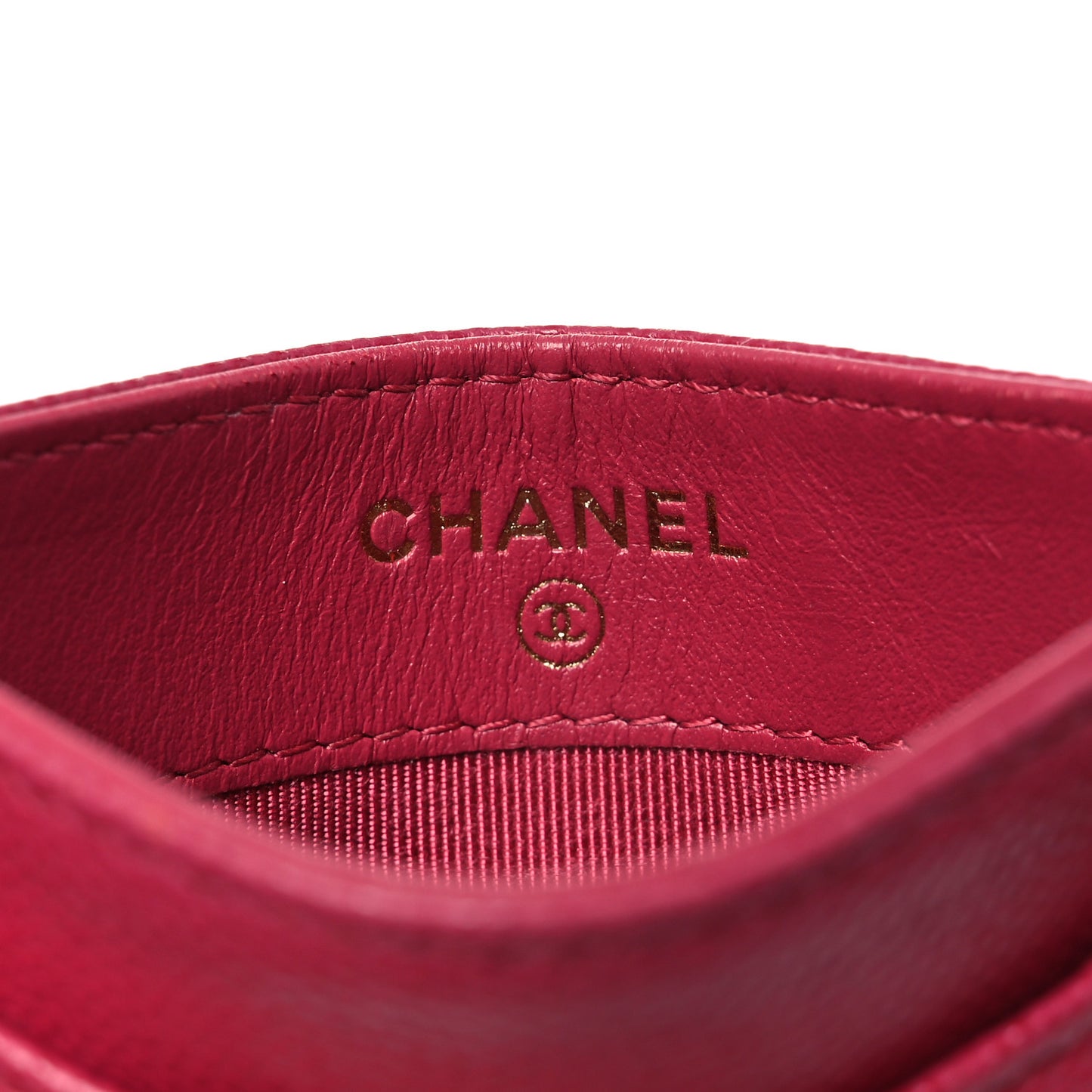 Caviar Quilted Card Holder Dark Pink