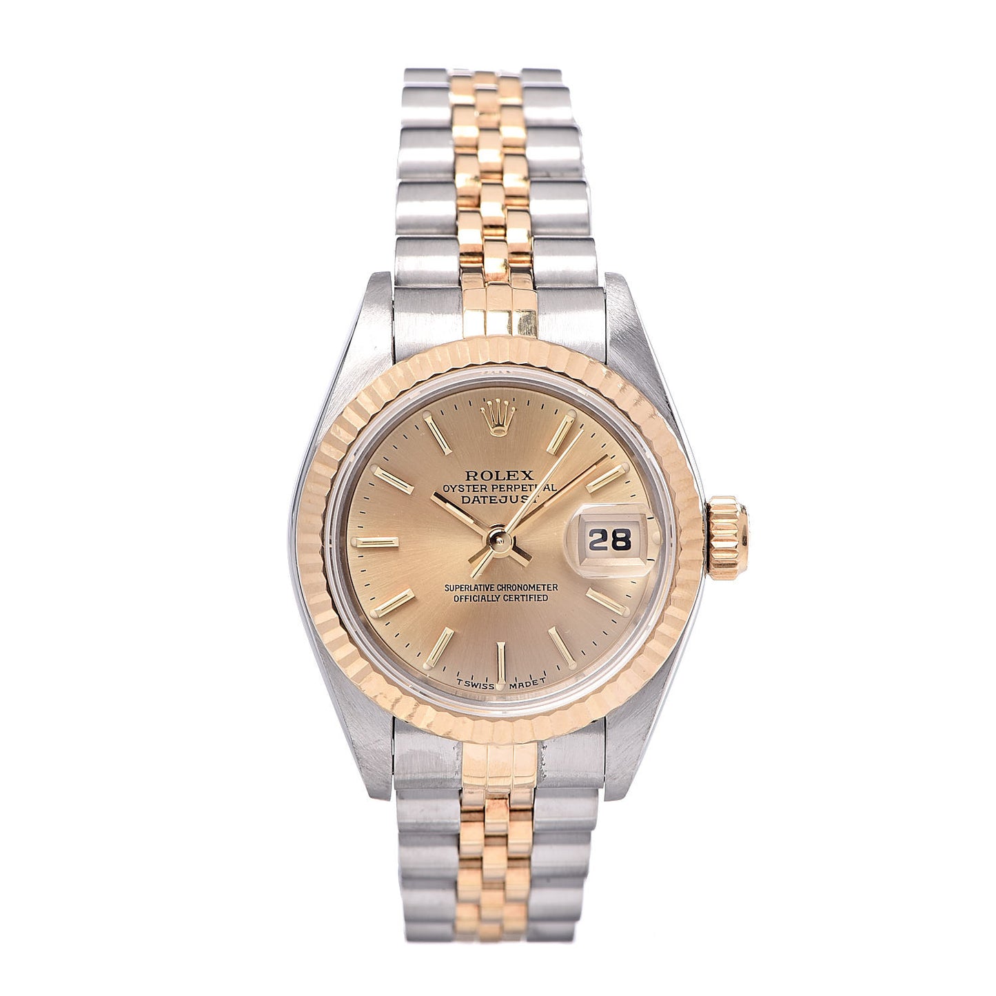 Stainless Steel 18K Yellow Gold 26mm Oyster Perpetual Datejust Watch Champagne 69173