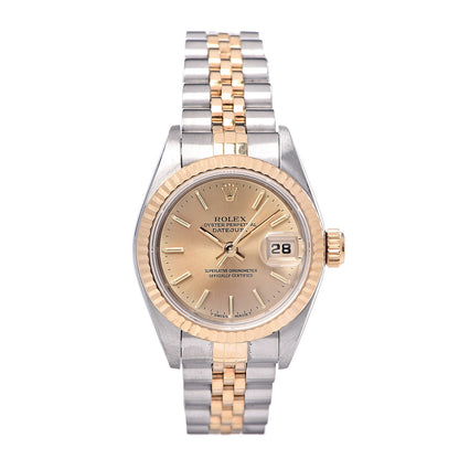 Rolex Stainless Steel 18K Yellow Gold 26mm Oyster Perpetual Datejust Watch Champagne 69173 1 of 7