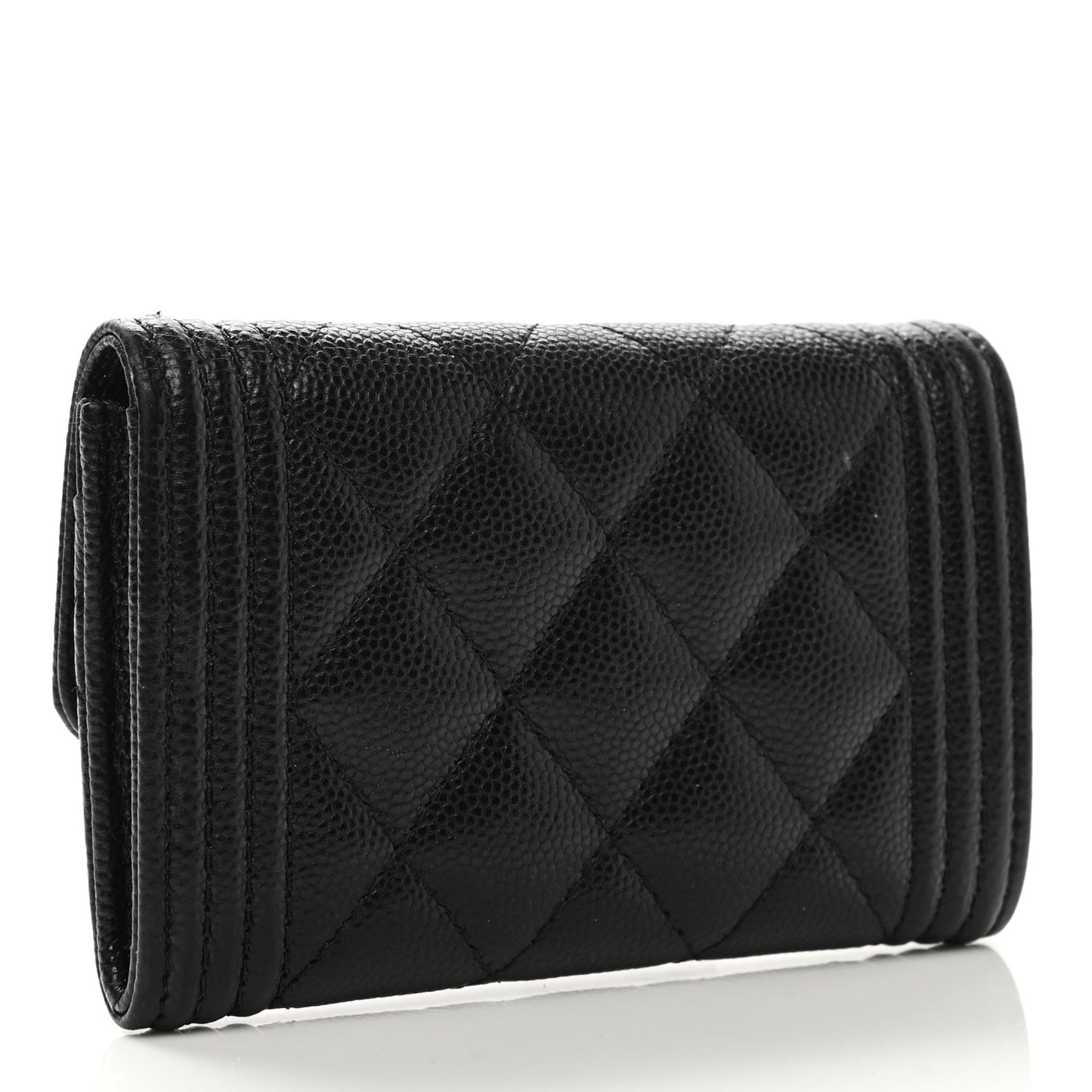 Caviar Quilted Boy Flap Card Holder Black
