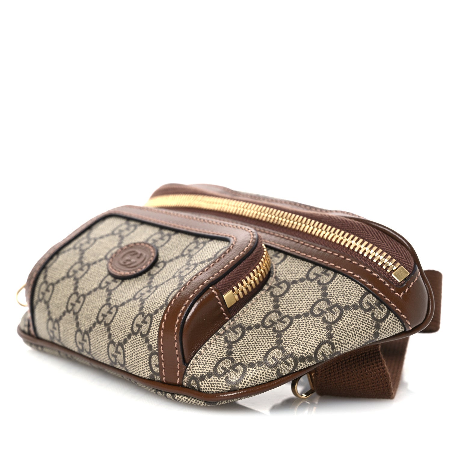 Gucci GG Supreme Monogram Textured Calfskin Retro Interlocking G Belt Bag Beige Ebony Brown Sugar 10 of 10