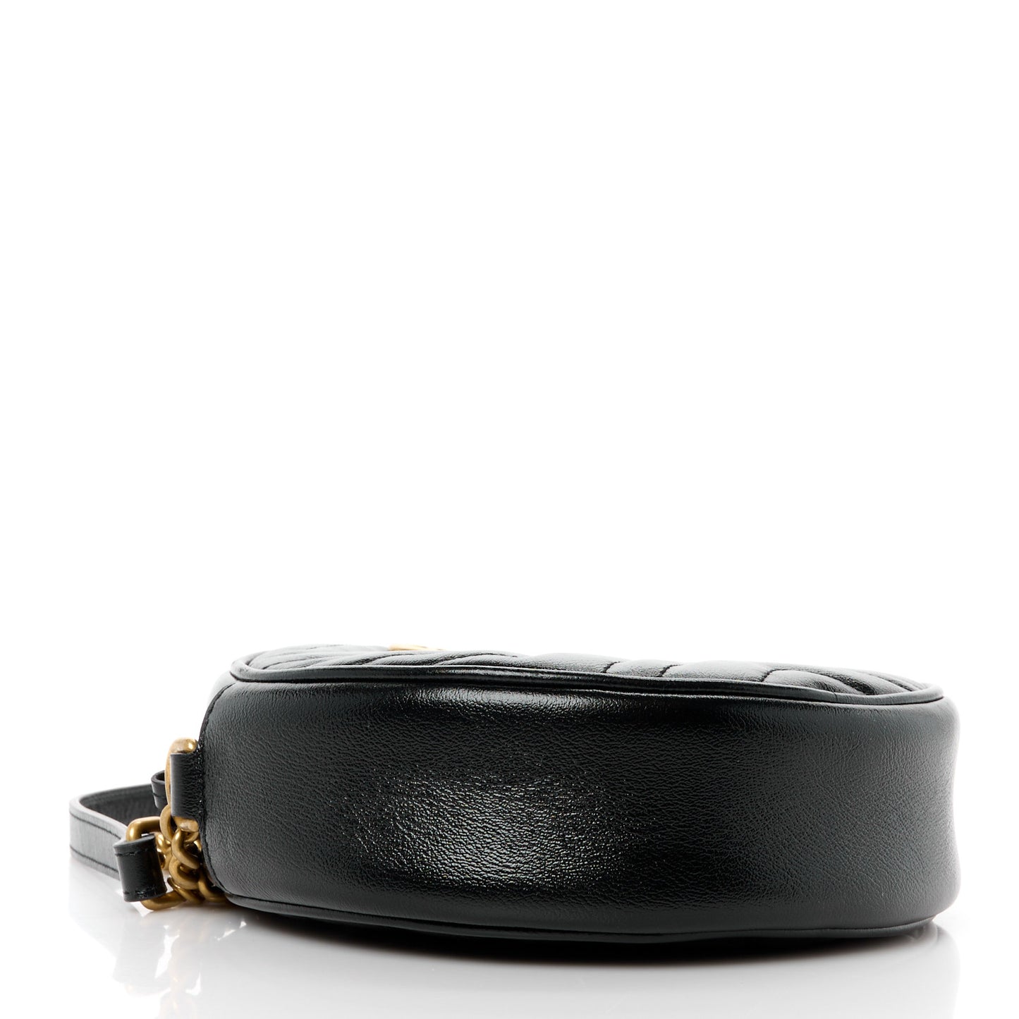 Azalea Calfskin Matelasse Heart Mini GG Marmont Round Shoulder Bag Black