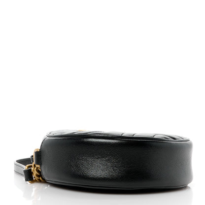 Gucci Azalea Calfskin Matelasse Heart Mini GG Marmont Round Shoulder Bag Black 4 of 12