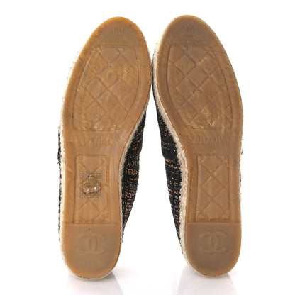 Chanel Metallic Tweed Grosgrain CC Espadrilles 40 Black Gold 6 of 11