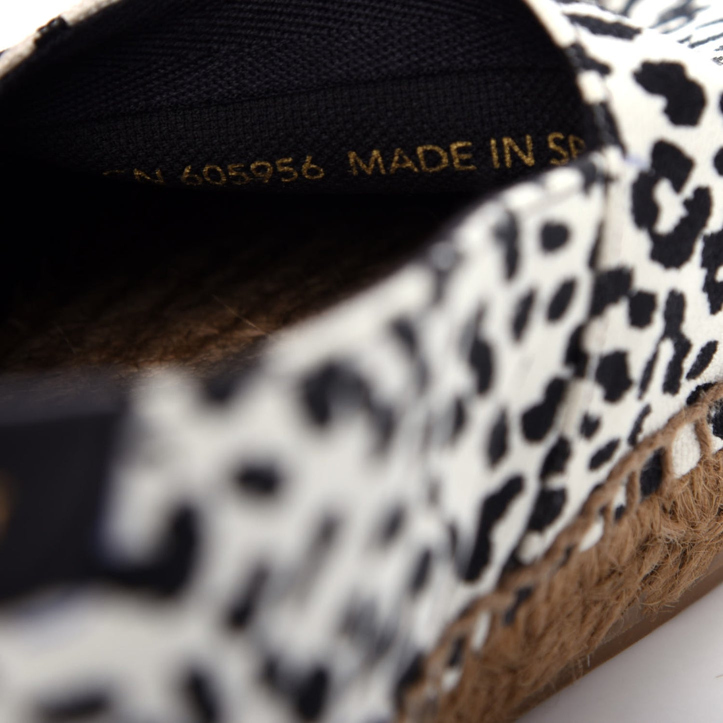 Canvas Leopard Print Espadrilles 40 Latte Black