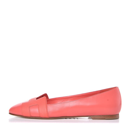 Hermes Calfskin Epsom Nice Ballerina Flats 37.5 Sorbet 1 of 10