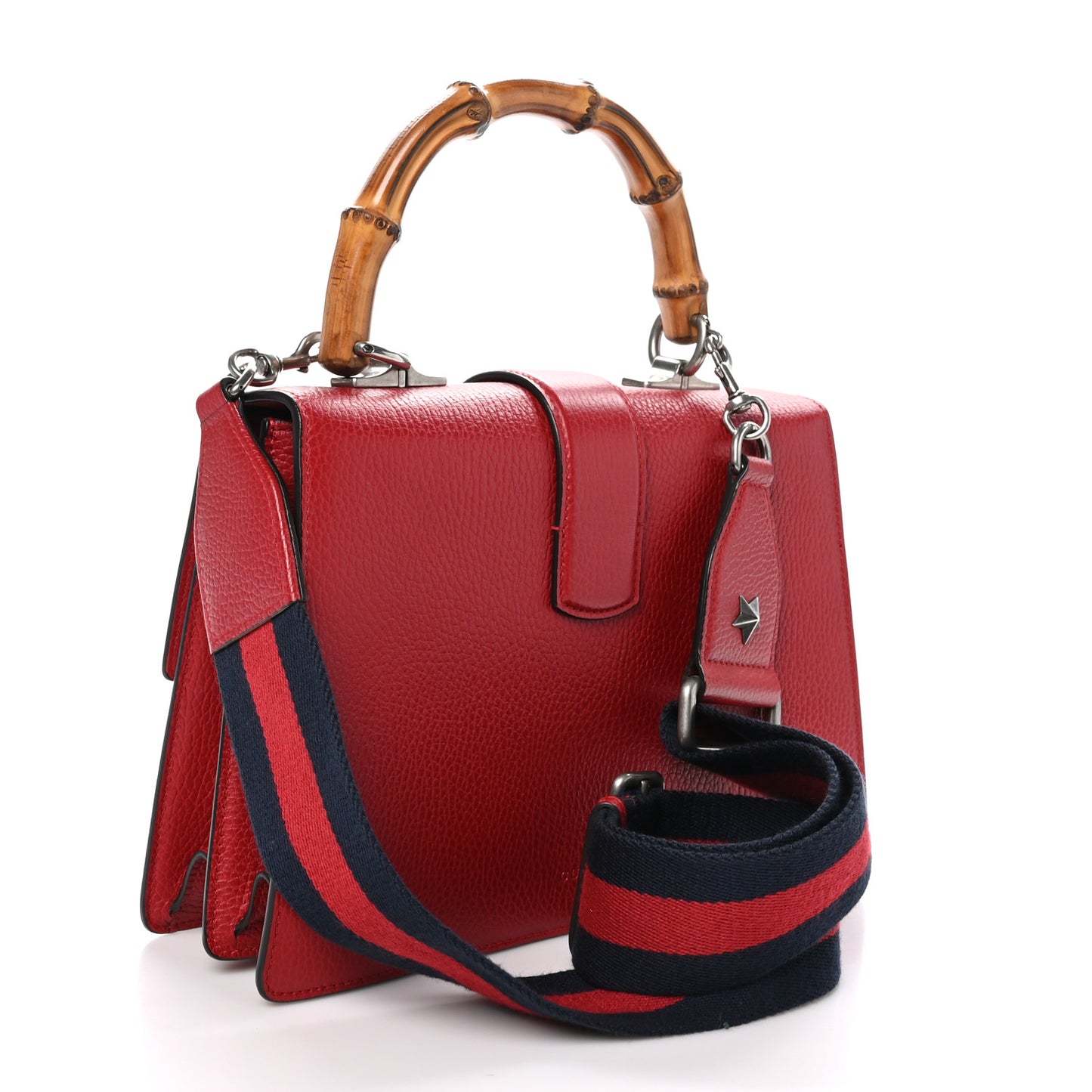 Dollar Calfskin Crystal Web Medium Dionysus Bamboo Top Handle Bag Hibiscus Red Black Diamond