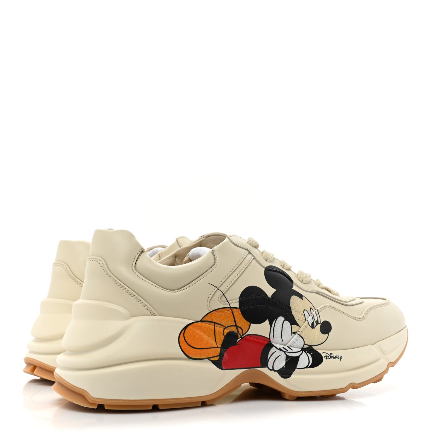 X DISNEY Calfskin Mickey Mouse Womens Rhyton Sneakers 38.5 Ivory