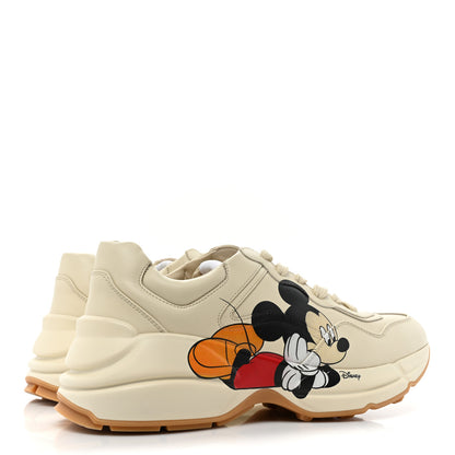 Gucci X DISNEY Calfskin Mickey Mouse Womens Rhyton Sneakers 38.5 Ivory 4 of 9