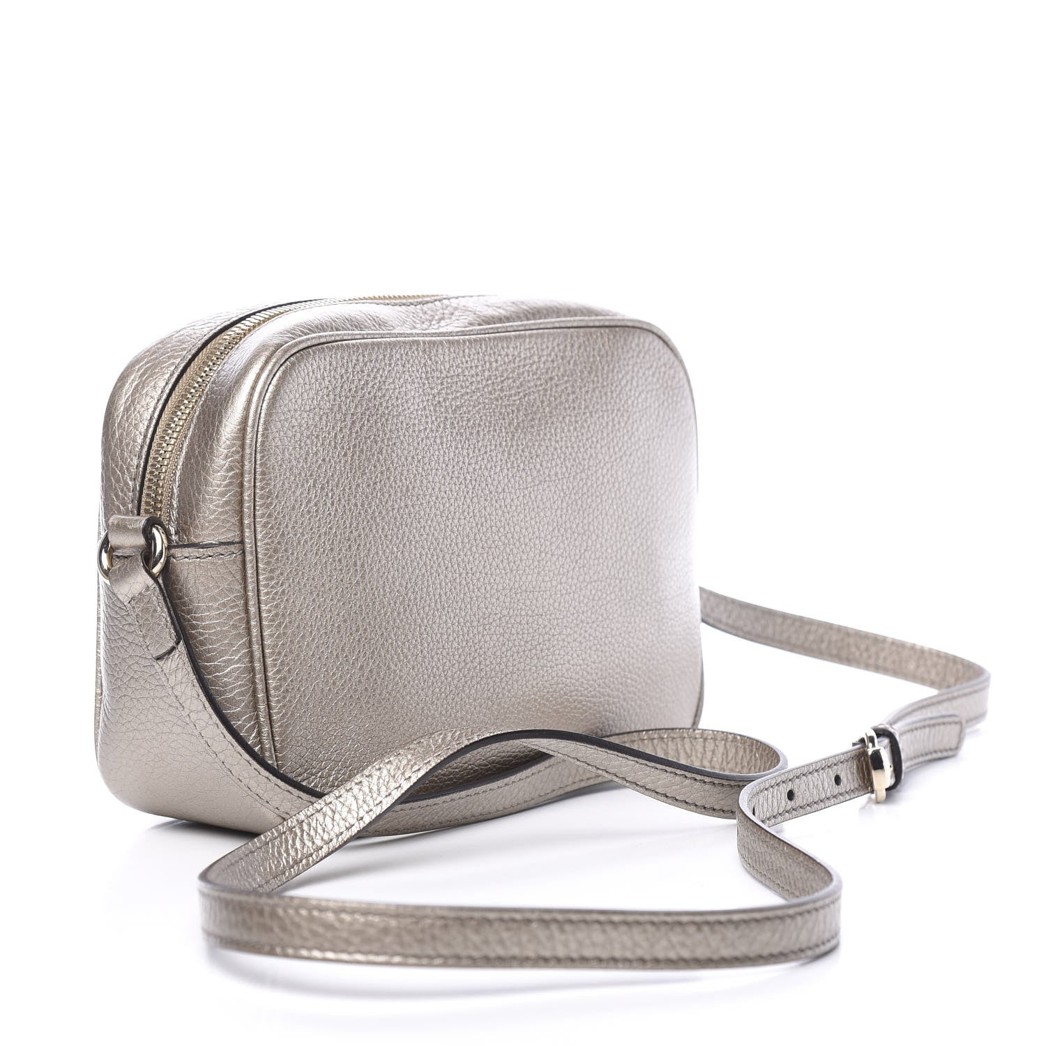 Gucci Metallic Pebbled Calfskin Small Soho Disco Bag Golden Beige 2 of 12