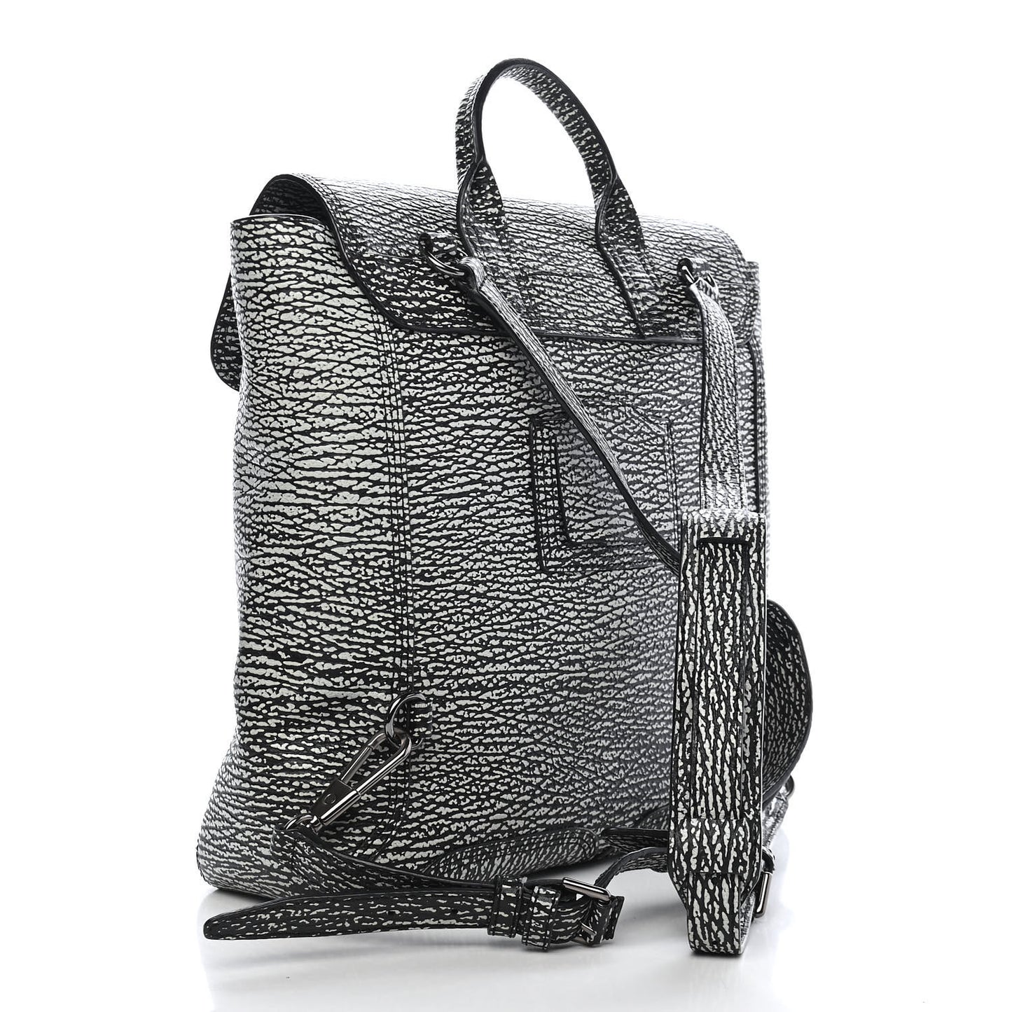 Textured Calfskin Large Pashli Satchel Black Cream