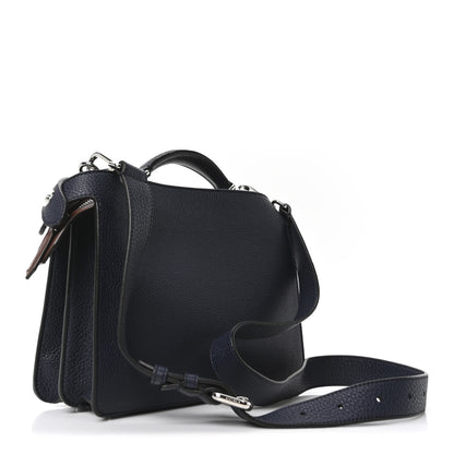 Fendi Cuoio Romano Vitello Cover Glazed Fabric Bi-Color FF 1974 Mini Peekaboo I SEE U Satchel Blue Dark Brown Tobacco Moro 3 of 9