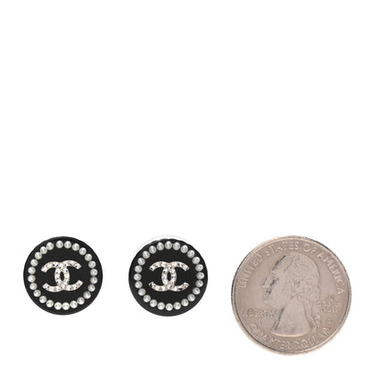 Chanel Resin Crystal CC Earrings Black 2 of 5