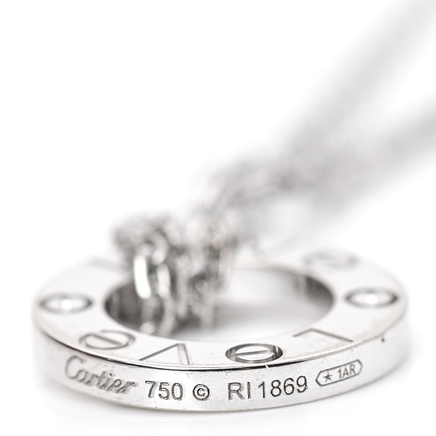 18K White Gold 2 Diamond LOVE Necklace