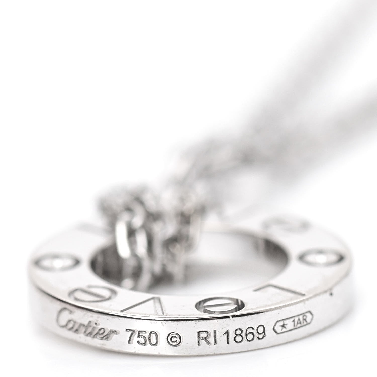 Cartier 18K White Gold 2 Diamond LOVE Necklace 4 of 7
