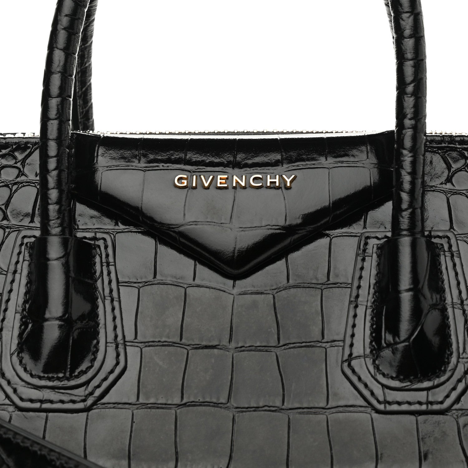 Givenchy Calfskin Crocodile Embossed Small Antigona Black 8 of 10