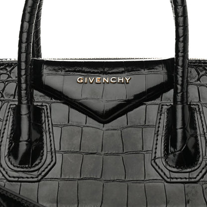 Givenchy Calfskin Crocodile Embossed Small Antigona Black 8 of 10
