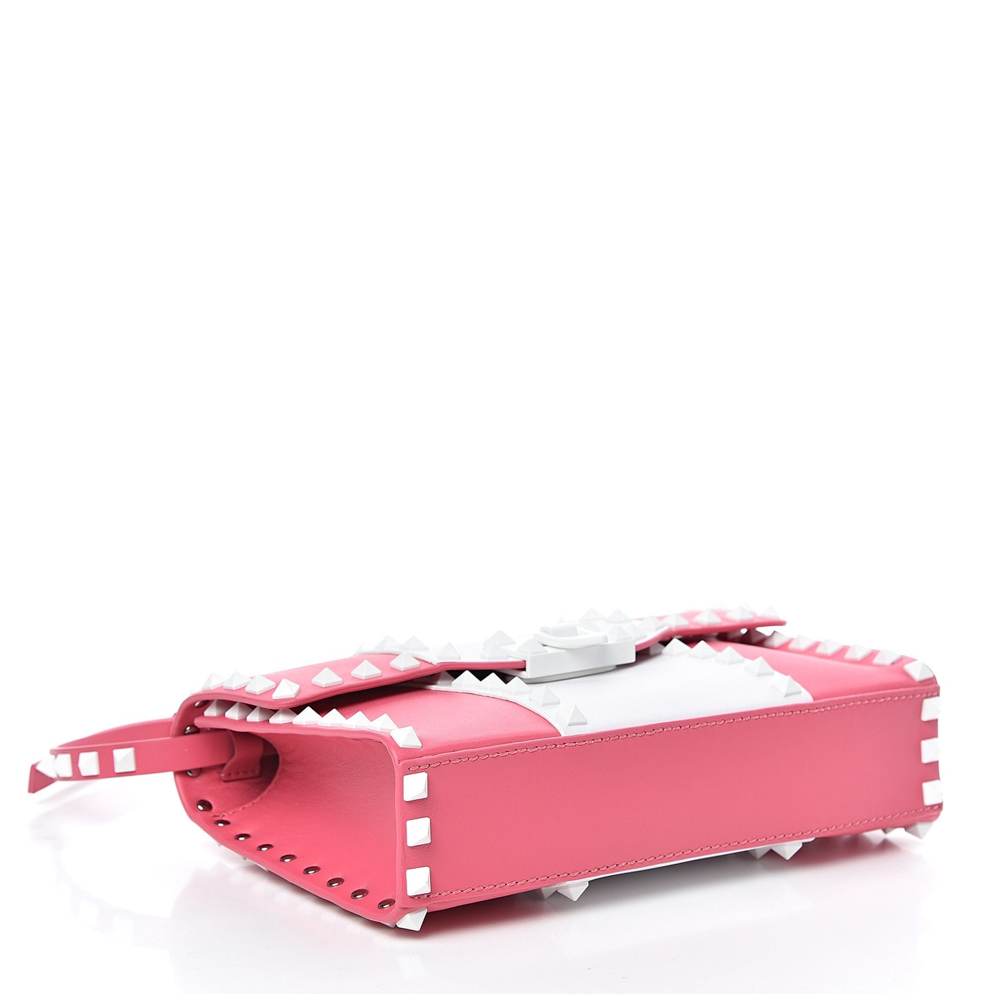 Vitello Colorblock Medium Free Rockstud Flip Lock Crossbody Bag Shadow Pink Optic White