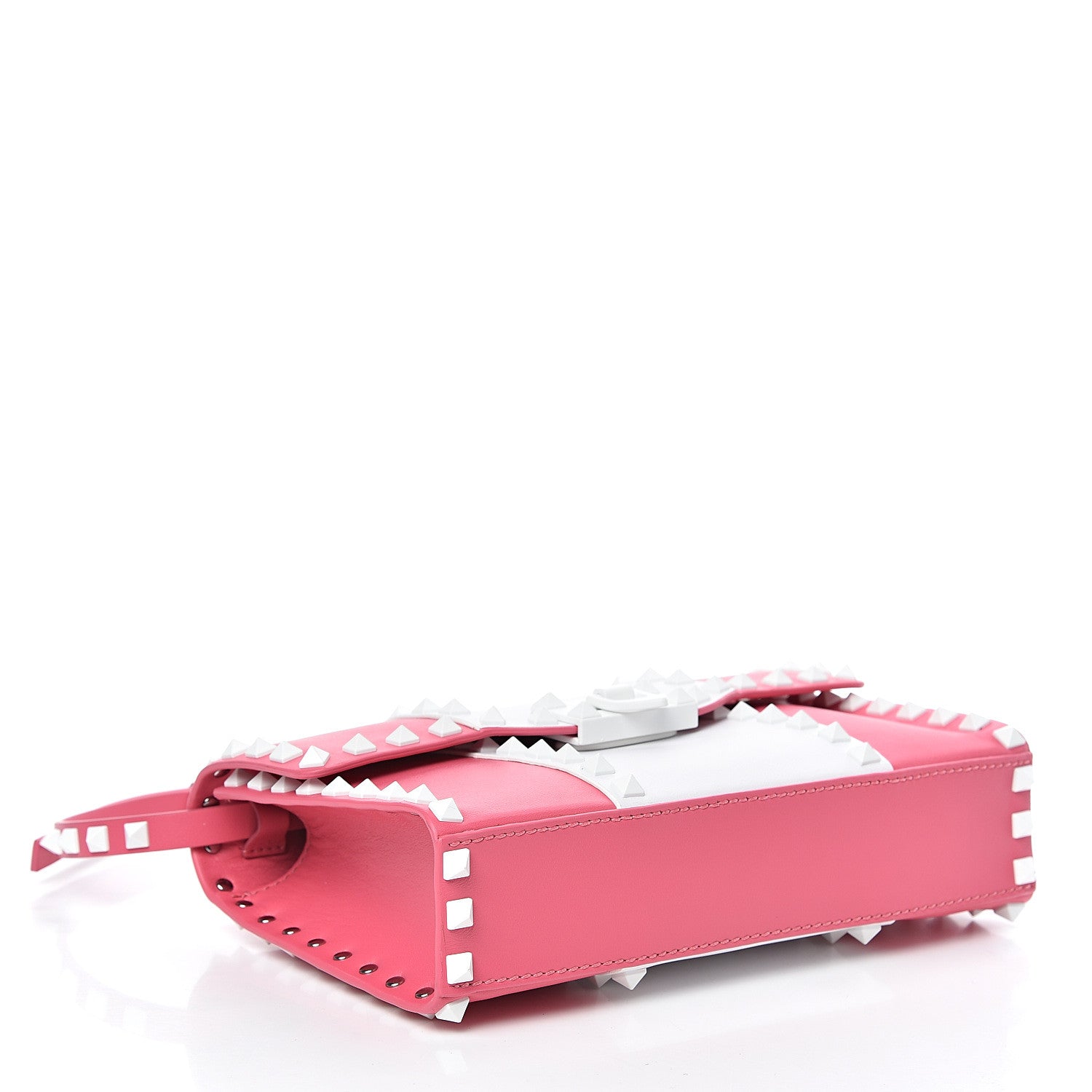 Valentino Garavani Vitello Colorblock Medium Free Rockstud Flip Lock Crossbody Bag Shadow Pink Optic White 4 of 10