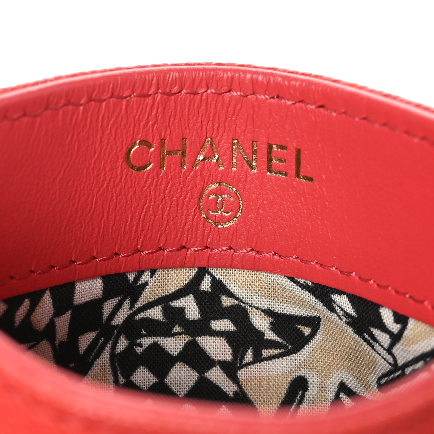 Caviar Quilted CC Card Holder Orange