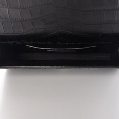 Saint Laurent Calfskin Crocodile Embossed Classic Kate Monogram Clutch Black 5 of 7