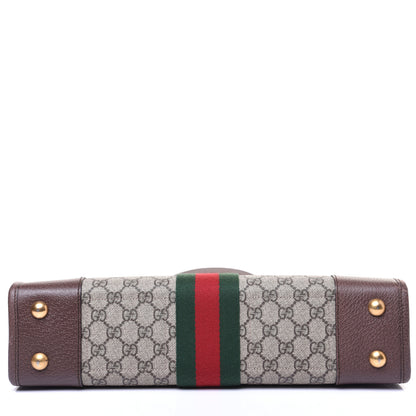 Gucci GG Supreme Monogram Textured Calfskin Web Medium Ophidia Slip Handle Tote Beige Ebony New Acero 8 of 12
