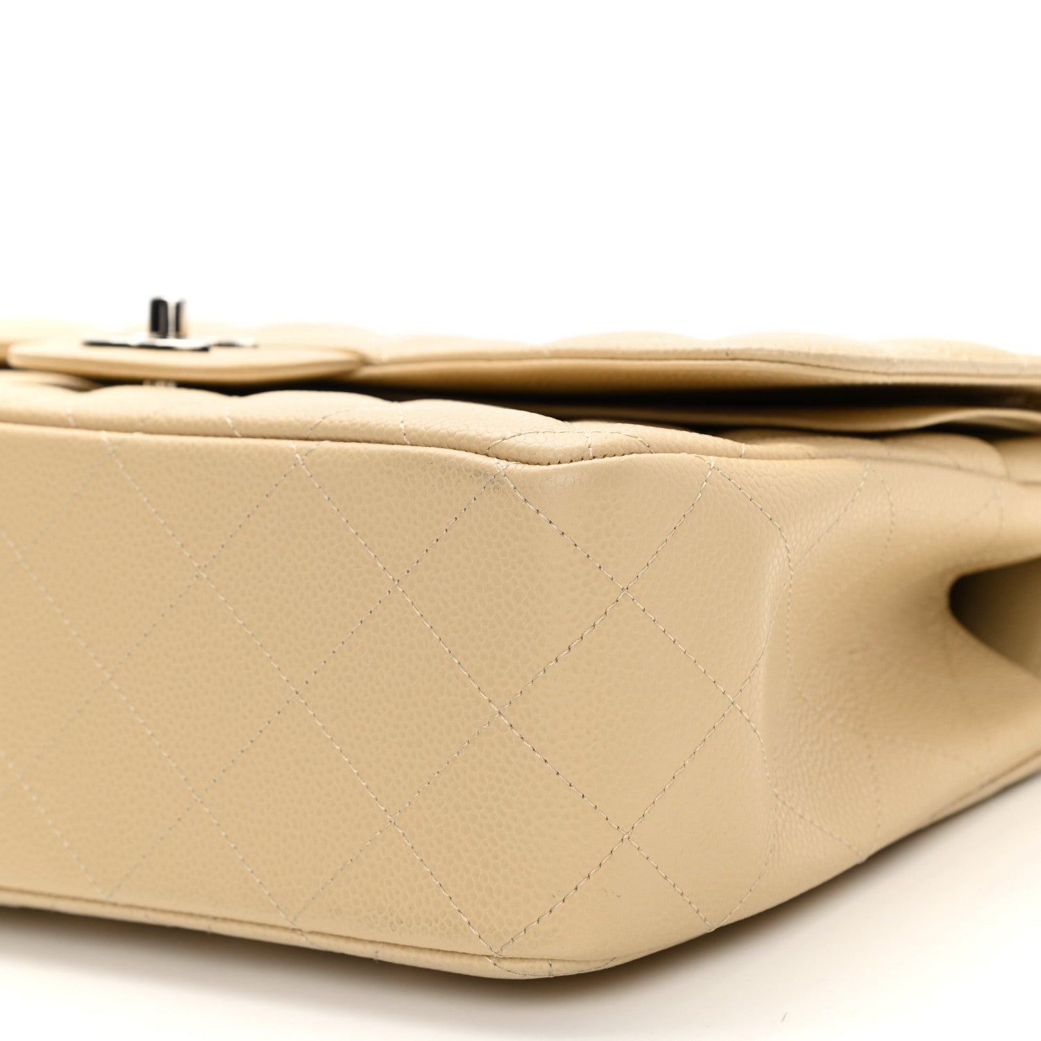 Chanel Caviar Quilted Jumbo Double Flap Light Beige 10 of 11