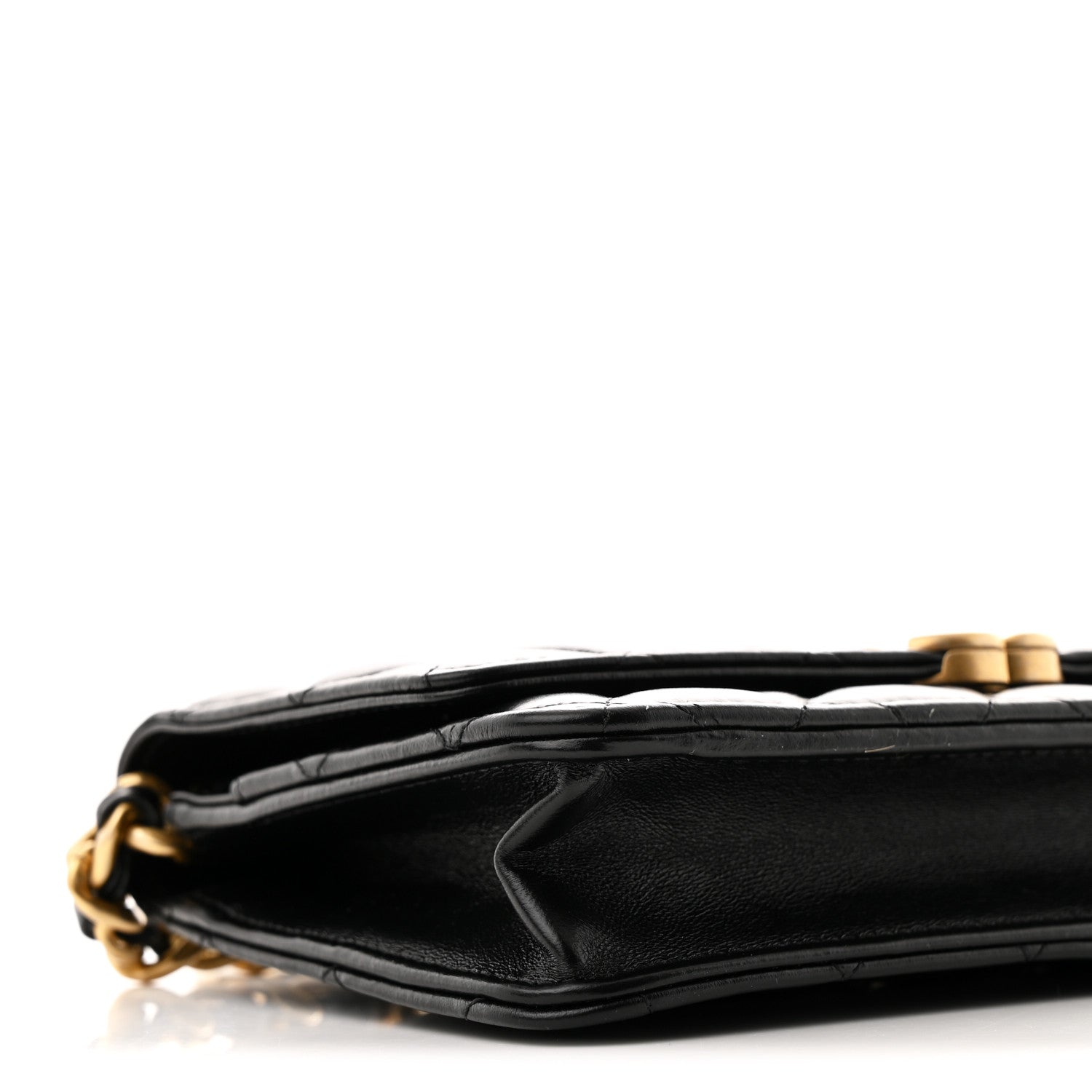 Chanel Lambskin Resin Quilted Wallet On Chain WOC Black 10 of 12