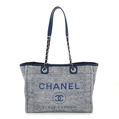 Chanel Woven Straw Raffia Small Deauville Tote Blue 1 of 14
