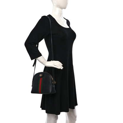 Gucci Calfskin GG Web Small Ophidia Dome Shoulder Bag Black 2 of 12