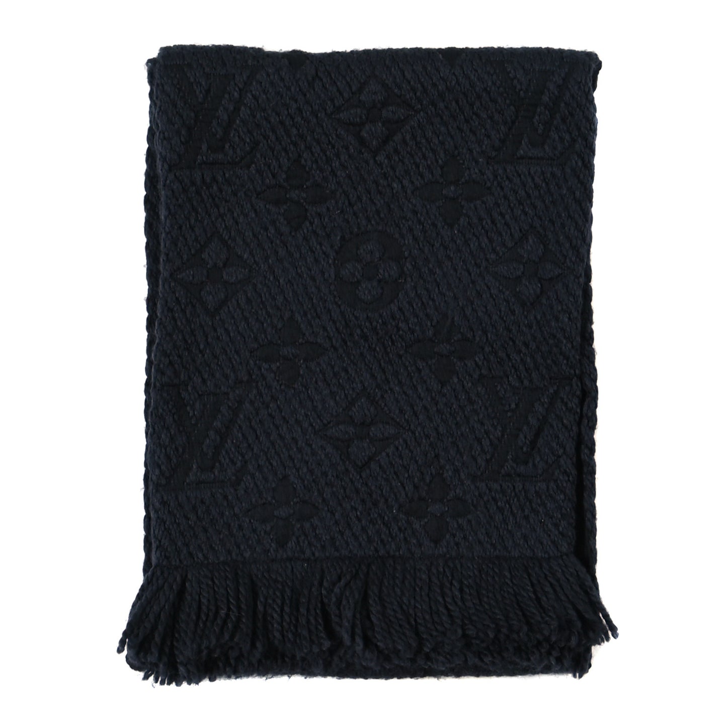 Wool Silk Logomania Scarf Charcoal