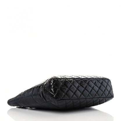 Chanel Shiny Aged Calfskin Quilted Large Shopping Bag Black 4 of 12